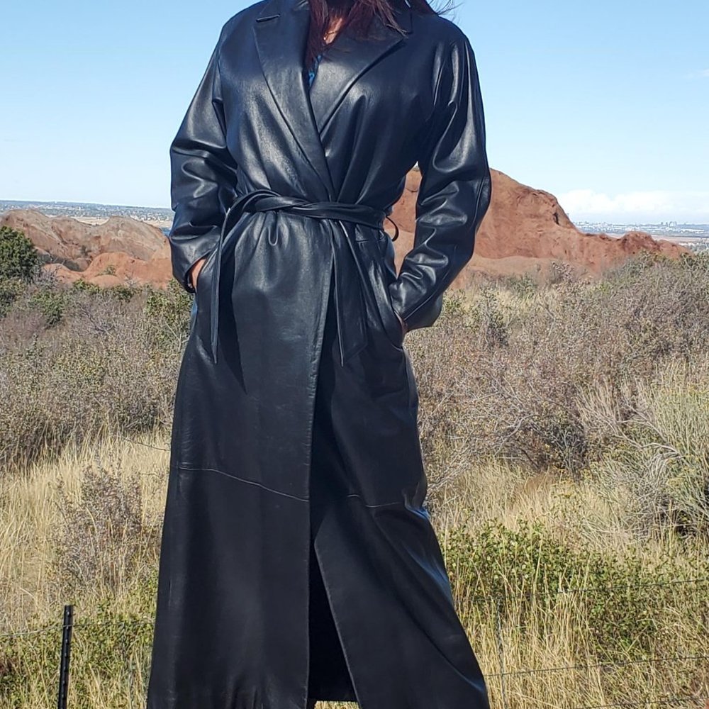 Vintage Cache Leather Trench Coat